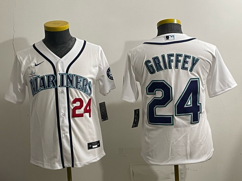 youth 2026 Seattle Mariners #24 Griffey white Nike MLB Jersey 006
